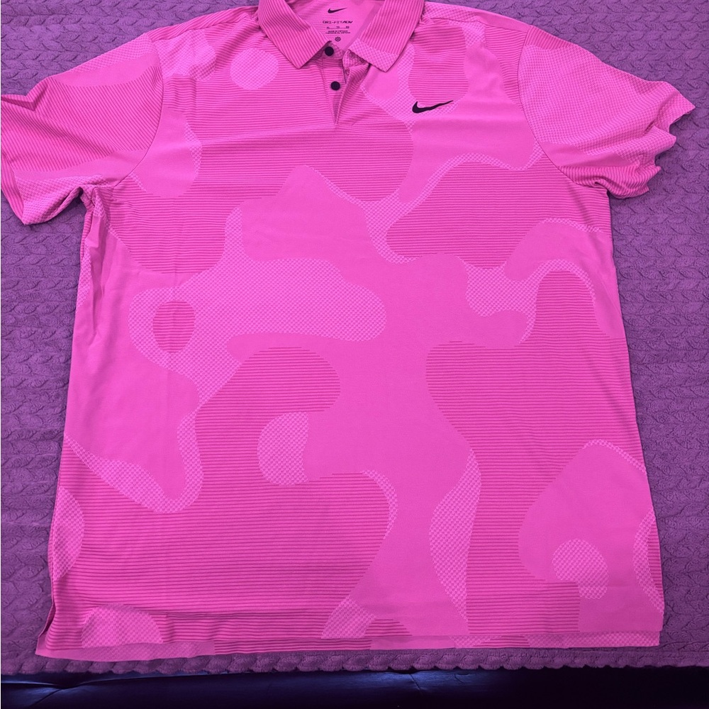 Nike Pink Performance Polo Shirt with Camo Pattern